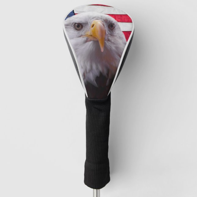 Couvre-club De Golf Aigle à tête blanche et drapeau américain (Devant)