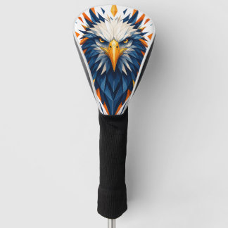 Couvre-club De Golf Aigle géométrique bleu et orange Art polygonal