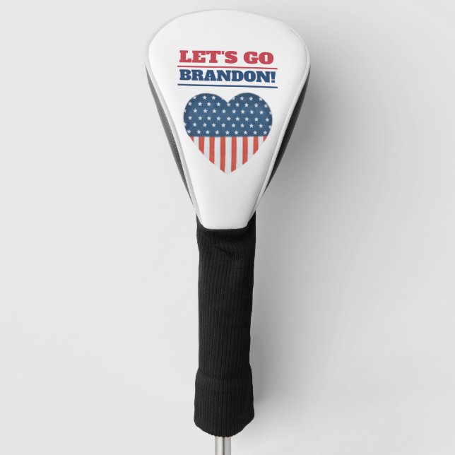 Couvre-club De Golf "Allons Brandon !" Drapeau Heart American (Devant)