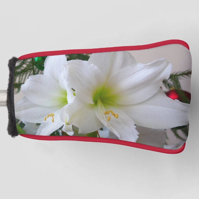 Couvre-club De Golf Amaryllis blanc et sapin de Noël (Devant)