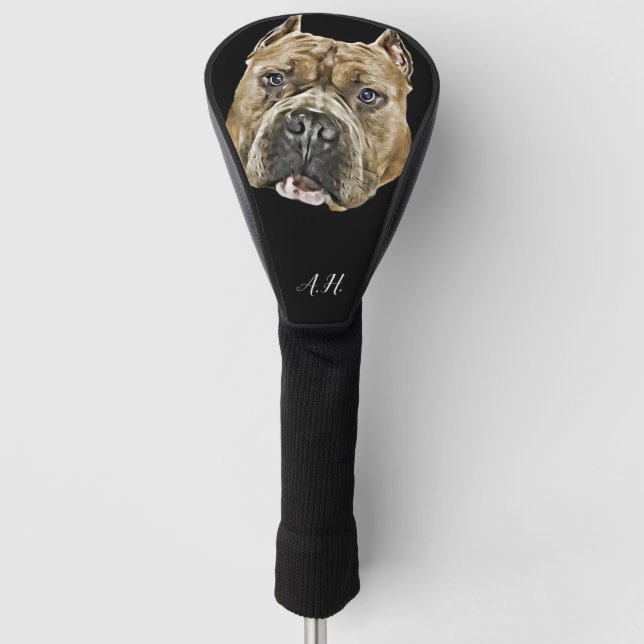 Couvre-club De Golf American Bully pitbull chien monogrammed (Devant)