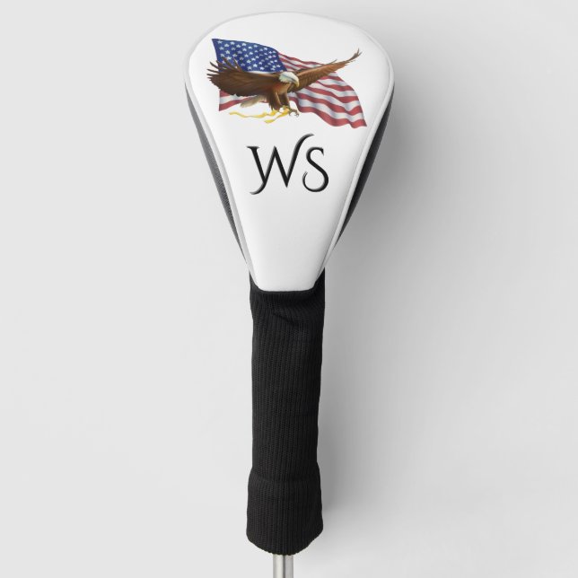 Couvre-club De Golf American Flag et Eagle Monogrammed (Devant)