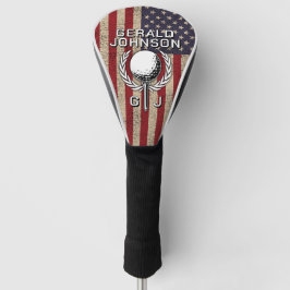 Couvre-club De Golf American Flag Golf Monogramme Design