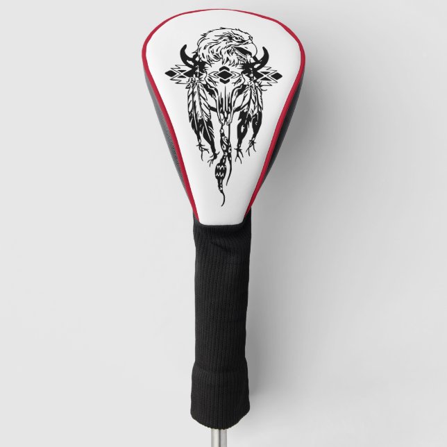 Couvre-club De Golf Amérindien, Aigle, Dreamcatcher, crâne de vache (Devant)