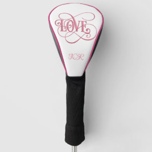 Couvre-club De Golf Amour rose romantique Tourbillonnant Monogramme