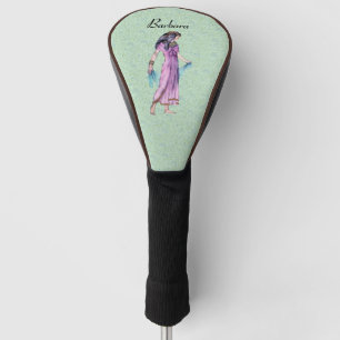 Couvre-club De Golf Ancienne Egyptienne Robe violette Robe Or Trim