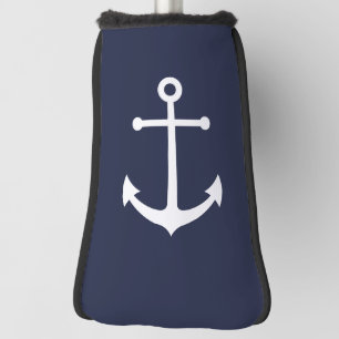 Couvre-club De Golf Ancre blanche marine sur bleu marine