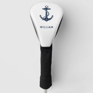 Couvre-club De Golf Ancre Naúticale Personnalisée Bleu Marine Moderne