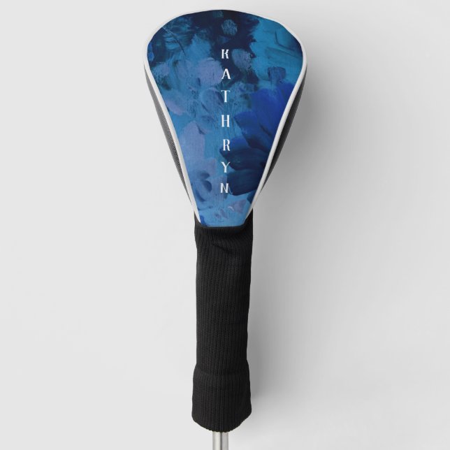 Couvre-club De Golf Aquarelle bleue personnalisée (Devant)