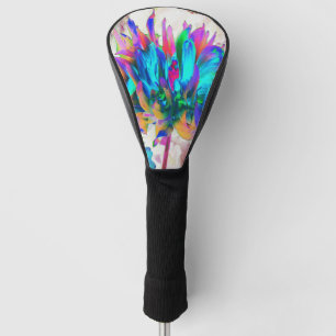 Couvre-club De Golf Aquarelle étonnante Rainbow Cactus Dahlia