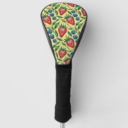 Couvre-club De Golf Aquarelle fraise bleuet Motif sur jaune