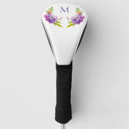 Couvre-club De Golf Aquarelle Lavande Florale Monogramme
