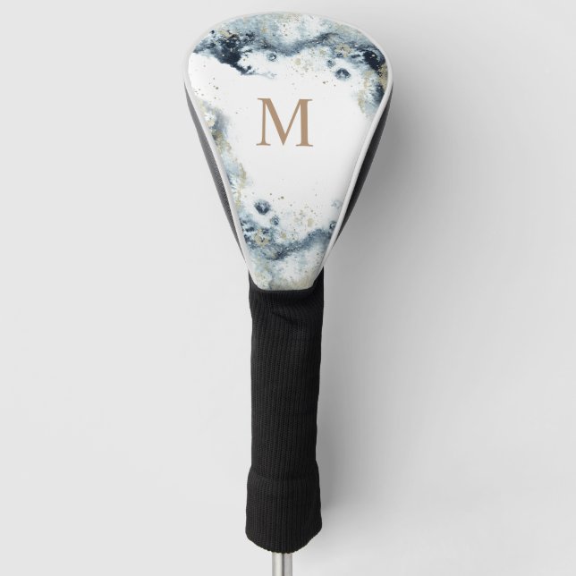 Couvre-club De Golf Aquarelle Or Waves Monogramme (Devant)