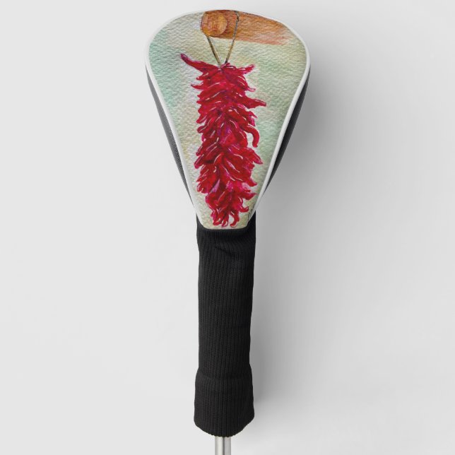 Couvre-club De Golf Aquarelle Rouge Chili Ristra Nouveau Mexique (Devant)