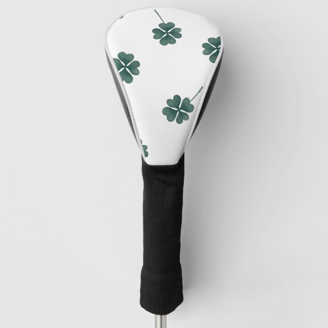 Couvre-club De Golf Aquarelle verte à quatre feuilles (Devant)