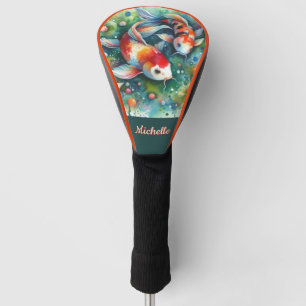 Couvre-club De Golf Aquarelle Whimsical Koi Fish Personnalisée