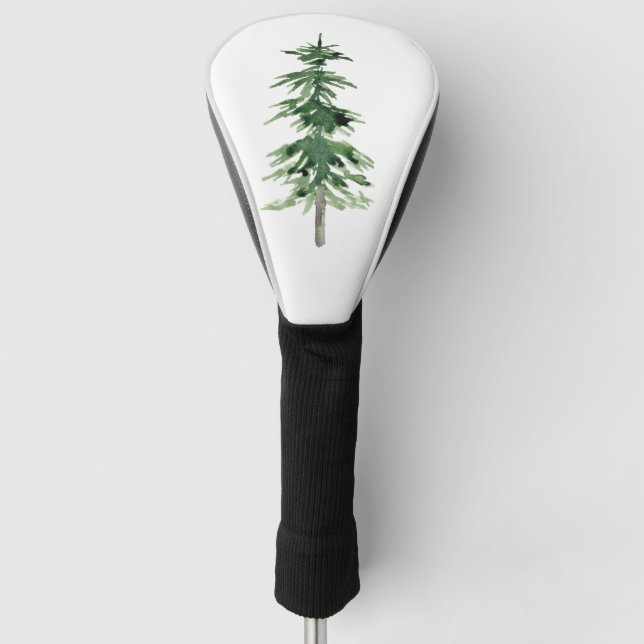 Couvre-club De Golf Arbre à pin aquarelle (Devant)