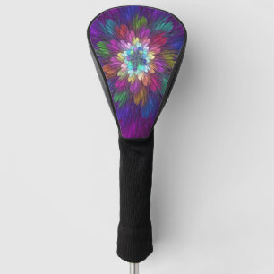 Couvre-club De Golf Art abstrait fractal de fleurs psychédéliques colo
