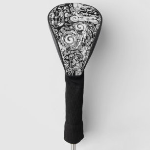 Couvre-club De Golf Art Géométrique Noir Et Blanc 3