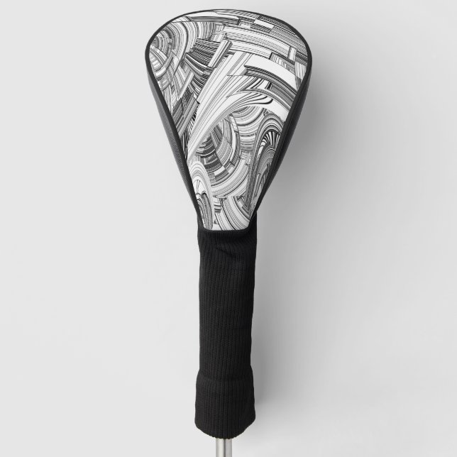Couvre-club De Golf Art moderne créatif noir et blanc (Devant)