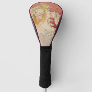 Couvre-club De Golf Art Nouveau Belle Époque Dame Roses Livemont
