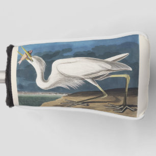 Couvre-club De Golf Art Vintage d'Oiseau Grand Héron Blanc d'Audubon