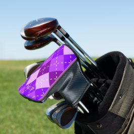 Couvre-club De Golf Arygle violet avec poinçonnage blanc Personnalisé