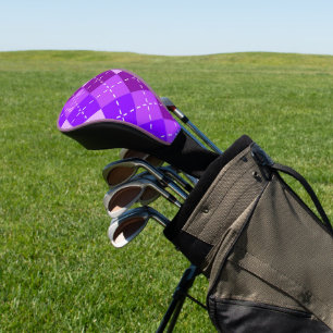 Couvre-club De Golf Arygle violet avec poinçonnage blanc Personnalisé