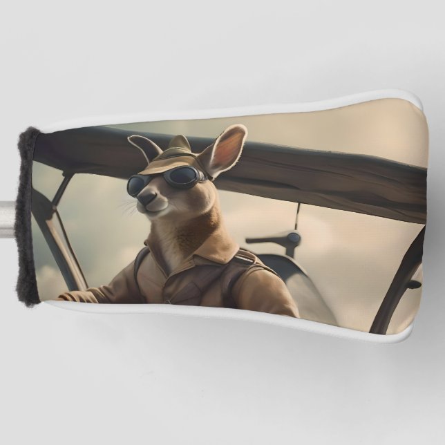 Couvre-club De Golf Aussie Kangaroo Avion Pilote, (Devant)