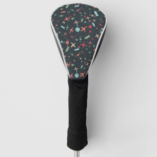Couvre-club De Golf Avion noir et Motif de l'aviation