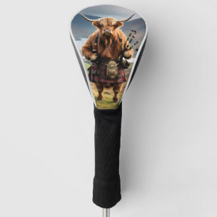 Couvre-club De Golf Bagpiper de vache écossaise Highland
