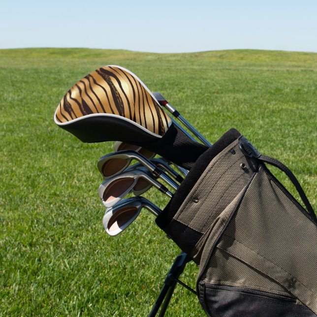 Couvre-club De Golf Bandes Empreintes de léopard Brown d'or (In Situ)