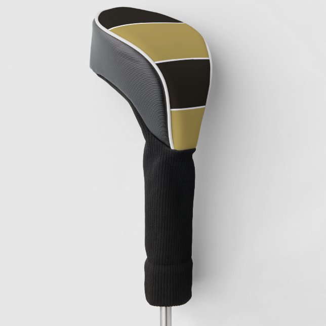 Couvre-club De Golf Bandes noires, dorées et blanches (Incliné)