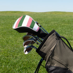 Couvre-club De Golf Bandes roses, vertes et blanches