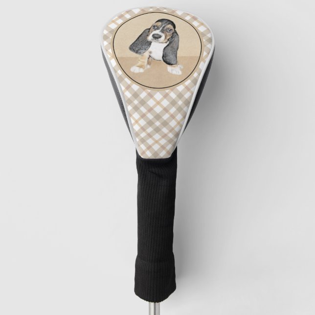 Couvre-club De Golf Basset Hound Peinture Chiot - Art Chien original (Devant)