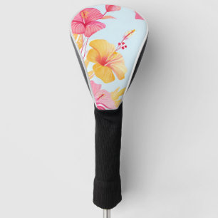 Couvre-club De Golf Beau Hibiscus Fleur Tropicale Aquarelle