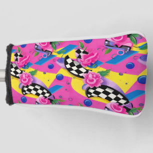 Couvre-club De Golf Beau Motif Surreal Pink et Checkerboard