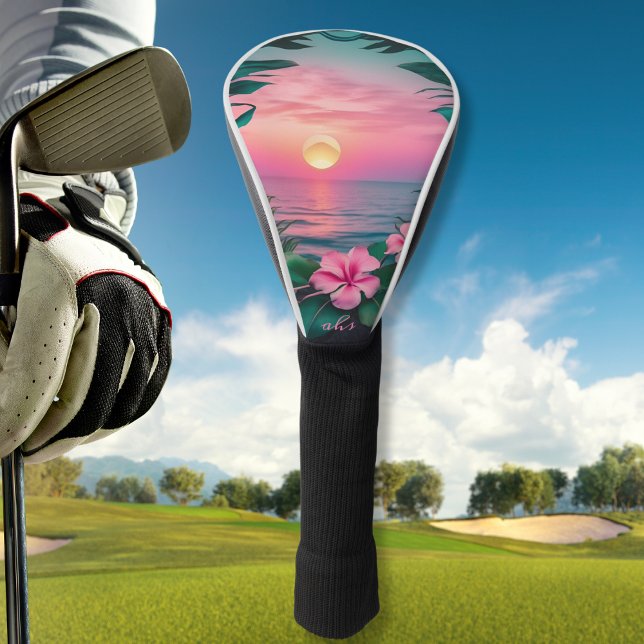 Couvre-club De Golf Belle couronne de soleil couchant rose-Turquoise t (Créateur téléchargé)