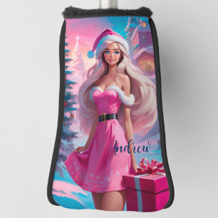 Couvre-club De Golf Belle fille de Noël rose 01