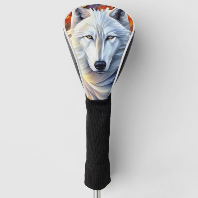 Couvre-club De Golf Belle peinture de loup blanc (Devant)