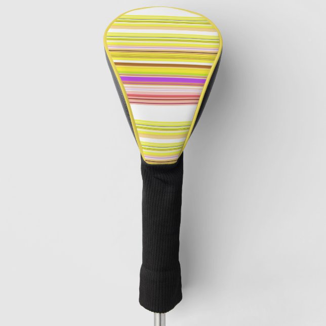 Couvre-club De Golf Belles rayures jaunes blanches (Devant)