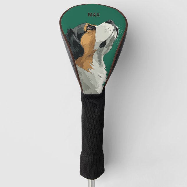 Couvre-club De Golf Bernese Mountain Dog on Green Background (Devant)