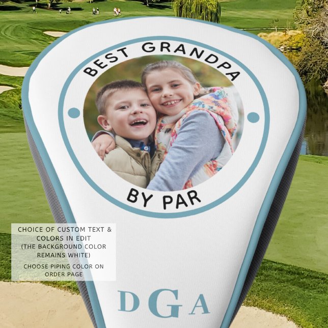 Couvre-club De Golf BEST GRANDPA PAR PAR Photo Monogramme Bleu clair (Créateur téléchargé)