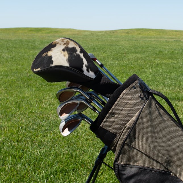 Couvre-club De Golf Black Cream Gold Western Cowhide (In Situ)