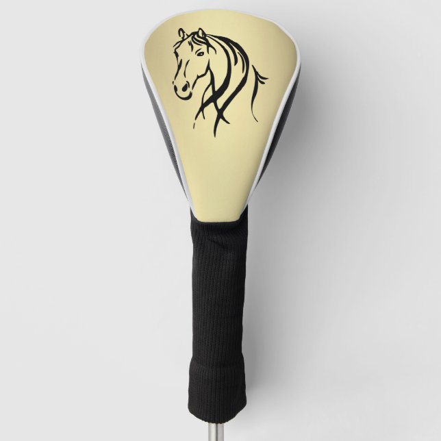 Couvre-club De Golf Black Horse Head Gold (Devant)