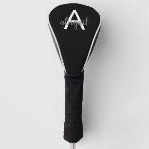 Couvre-club De Golf Black White Girl Golf Club Nom du monogramme moder