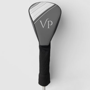 Couvre-club De Golf Blanc moderne sur Monogramme gris