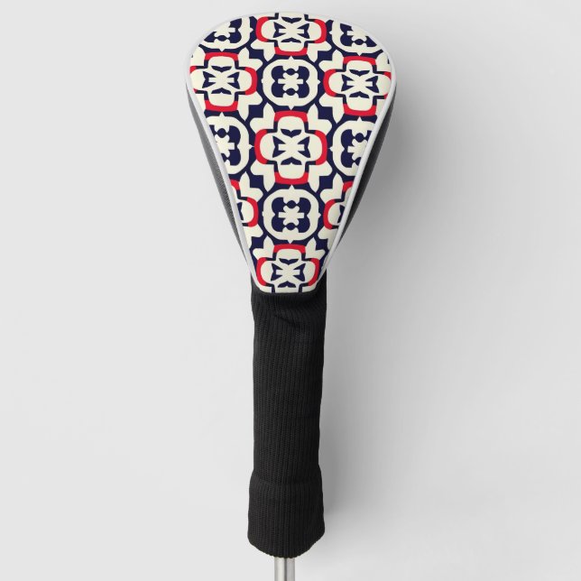 Couvre-club De Golf Blanc rouge et bleu de luxe (Devant)