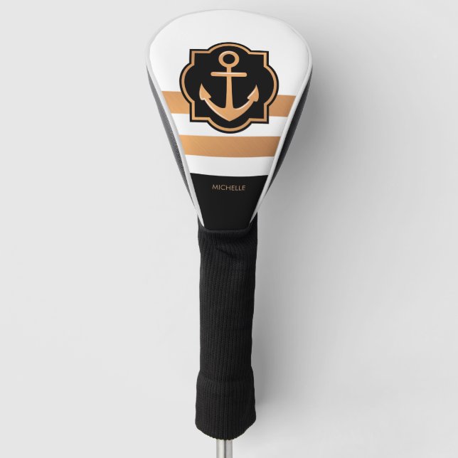 Couvre-club De Golf Blancs noirs et dorés (Devant)