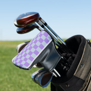 Couvre-club De Golf Bleu doux et À damiers lavande